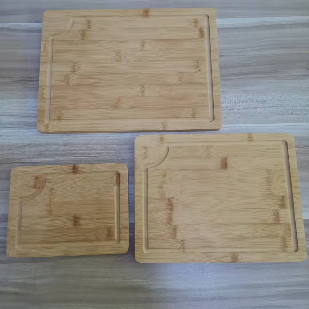 Organic Bamboo Cutting Board With Juice Groove 3 Piece Set