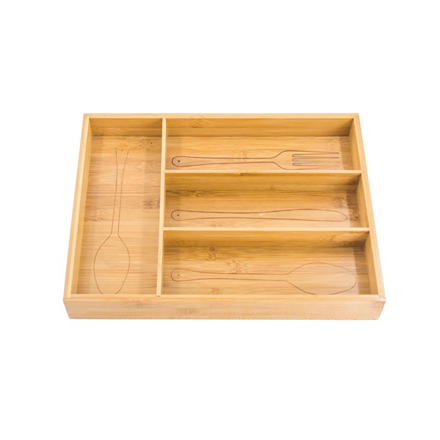 Eco Friendly Custom Wood Flatware Tray Bamboo Kitchen Utensils Drawer Organizer