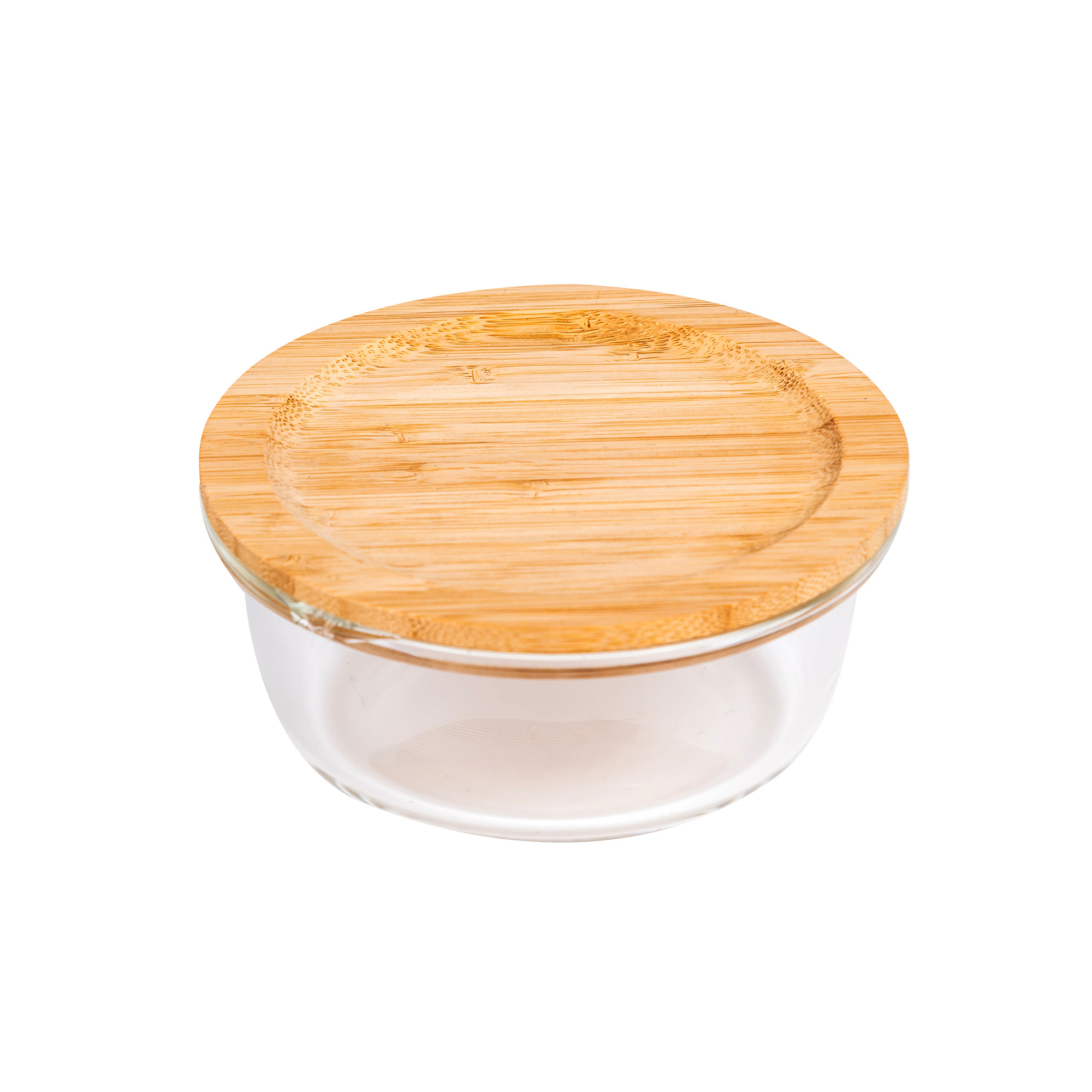 Ecofriendly Round Fiber Bamboo Bowl Lid, Glass Salad Bowl With Bamboo Lid