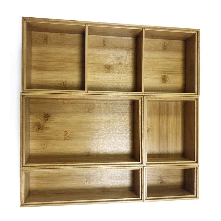Storage Box Expandable Organizer Drawer Bamboo Kitchen Utensil